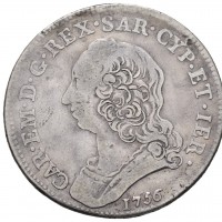 Carlo Emanuele III (1730-1773): 1/2 scudo 1756 (Montenegro#174), grammi 17.19