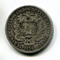 Venezuela: 5 bolivares 1936 (KM#24.2)