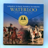 Belgio 2015:per i 200 anni della battaglia di Waterloo, serie euro con la moneta da 2,5 euro che rappresenta la scultura che dalla collinetta domina il campo di Waterloo