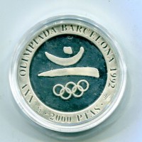 Spagna: 2000 pesetas 1990 "XXV Olimpiade- simbolo ufficiale" (KM#859), nella confezione originale