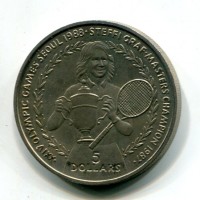 Niue, Elisabetta II (1952-2022): 5 dollari 1988  "Seoul 1988-Steffi Graf 1987" (KM#21)
