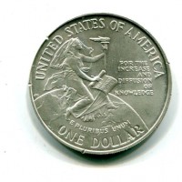 USA: 1 dollaro 1996-D "150° Anniversario Istituzione Smithsonian" colpi al bordo