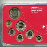 Svizzera, Confederazione: serie zecca 2009 "Rothirsch" (8 pezzi, dal 10 franchi al 5 cent), nella confezione originale