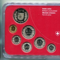 Svizzera, Confederazione: serie zecca 2008 "Steinadler" (8 pezzi, dal 10 franchi al 5 cent), nella confezione originale