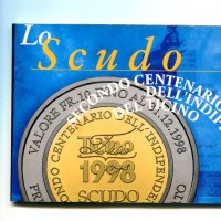 Svizzera, Ticino: scudo 1998 "II Centenario indipendenza", in confezione