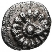 Ionia, Erythrai (480-450 a.C.): hemiobolo (Klein#387var), grammi 0.35, mm 7.5