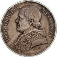 Roma, Pio IX (1846-1870): 5 lire 1870-XXV (Gigante#283), bella patina