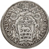 Roma, Innocenzo XI (1676-1689): piastra 1681 (Muntoni,III,9#33; CNI,XVI,437#43), grammi 31.20