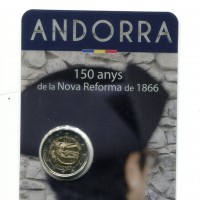 Andorra 2016: 2 euro "150° Anniversario della Riforma del 1866", nella coincard ufficiale