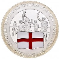 Isole Cook, Elisabetta II (1952-2022): 1 dollaro 2001 "Winner footbal world cup 1966 England"