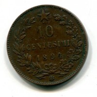 Umberto I (1878-1900): 10 cent. 1894-Birmingham (Gigante#50)
