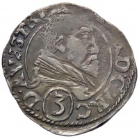 Bressanone, Carlo Arciduca d'Austria (1613-1624): 3 kreuzer 1614 (CNI#7; MIR#88/1), grammi 1.55