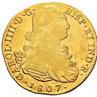 Colombia, Carlos IV (1788-1808): 8 escudos 1807-JF, zecca Popayan (Calicò#1688), grammi 26,99