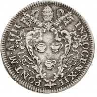 Roma, Innocenzo XII (1691-1700): testone 1694-IV (Muntoni,III,54#40; CNI,XVI,486#55), grammi 9.10