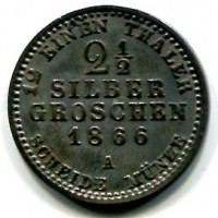 Germania, Prussia, Guglielmo I (1861-1888): 2 1/2 groschen 1866-A (KM#486)
