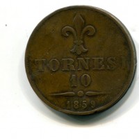 Napoli, Ferdinando II (1830-1859): 10 tornesi 1859 (Gigante#4)