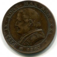 Roma, Pio IX (1846-1870): 1 soldo 1867-XXI (Gigante#326)