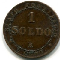 Roma, Pio IX (1846-1870): 1 soldo 1867-XXI (Gigante#326)