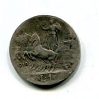 Vittorio Emanuele III (1900-1943): 1 lira 1910 "Quadriga Veloce" (Gigante#134)