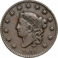 USA: 1 cent. 1831 "Matron Head"