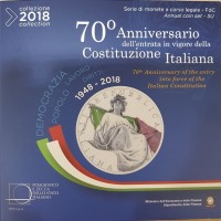 Italia 2018: serie annuale, 10 pezzi con il 2  ed il 5 euro in argento commemorativi "70° anniversario dell'entrata in vigore della Costituzione italiana"