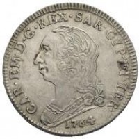 Carlo Emanuele III (1730-1773): 1/4 scudo 1764 (Mintenegro#200)