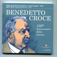 Italia 2016: serie annuale, 10 pezzi con il 5 euro in argento " Benedetto Croce"