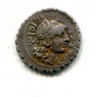 Licinia, L. Licinius e Domitios Anenobardos (118 a.C.): denario (Crawford#282/5), gr.3,90
