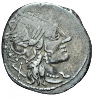 Papiria, Cn Papirius C.f. Carbo (121 a.C.): denario (Crawford#279/1), grammi 3.80, mm 21, debolezza marginale di conio