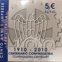 Italia 2010: 5 euro "Centenario Confindustria", nella confezione originale