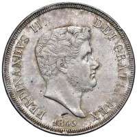 Napoli, Ferdinando II (1830-1859): piastra da 120 grana 1845 (Gigante#71), grammi 27.55. Ex Collezione Strada