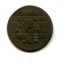 Roma, Pio VII (1800-1823): 1/2 baiocco 1802 (Gigante#62)