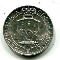San Marino: 1932, 10 lire (Gigante#11), colpetto al bordo
