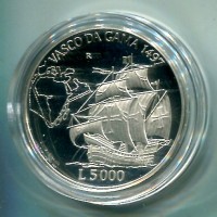 San Marino: 1997, dittico lire 5.000+1.0000 "Vasco De Gama e Caboto", in confezione originale zecca