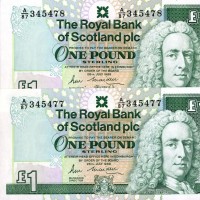 Scozia: 1 pound 28/07/1989, 4 pezzi