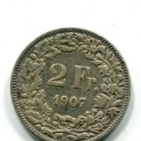 Svizzera, Confederazione: 2 franchi 1907
