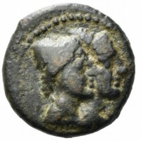 Bruttium, Rhegion (215-150 a.C.): tetrachalckon (HN ITaly#2559; SngANS#7768-782), grammi 3,35, mm 17