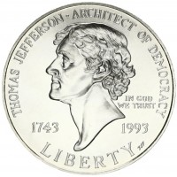 USA: 1 dollaro 1993-p "Thomas Jefferson / Monticello"