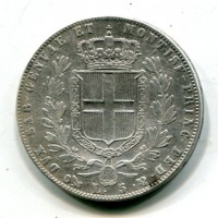 Carlo Alberto (1831-1849): 5 lire 1844-Ge (Gigante#79)
