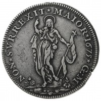 Genova, Dogi Biennali III fase (1637-1797): 2 lire 1675-GM (CNI,III,404#10), grammi 10.12