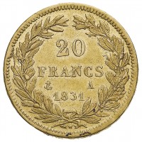 Francia, Luigi Filippo (1830-1848): 20 franchi 1831-A (Gadoury#1030)