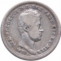 Carlo Alberto (1831-1849): 25 cent. 1833-To (Gigante#156)