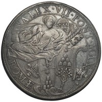 Roma, Alessandro VII (1655-1667): piastra (MIR#1850/2; Berman#1901; Muntoni#2), grammi 31.52