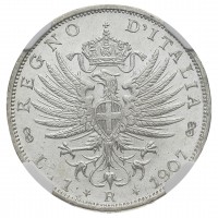 Vittorio Emanuele III (1900-1943): 1 lira 1907 "Aquila Sabauda" (Gigante#131), in slab NGC MS64