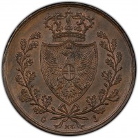 Carlo Felice (1821-1831): 5 centesimi 1826-Ge (Gigante#106), in slab PCGS MS64BN, ex Joe Sedillot Collection