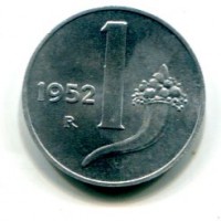 Repubblica Italiana (dal 1946): 1 lira 1952 "Cornucopia" (Gigante#367)
