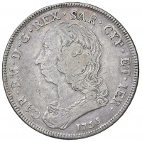 Carlo Emanuele III (1730-1773): scudo da 6 lire 1755 (Nomisma#150), grammi 34.77