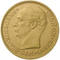 Danimarca, Federico VII (1906-1912): 20 kroner 1908 (Friedberg#297), grammi 8.97