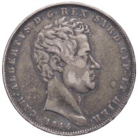 Carlo Alberto (1831-1849): 5 lire 1844-Ge (Gigante#79)