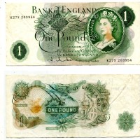 Gran Bretagna: 1 pound 1962-66 (Pick#374c), macchia
